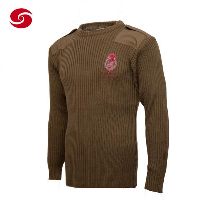 Embroidery Logo Africa Military Wool Khaki Pullover