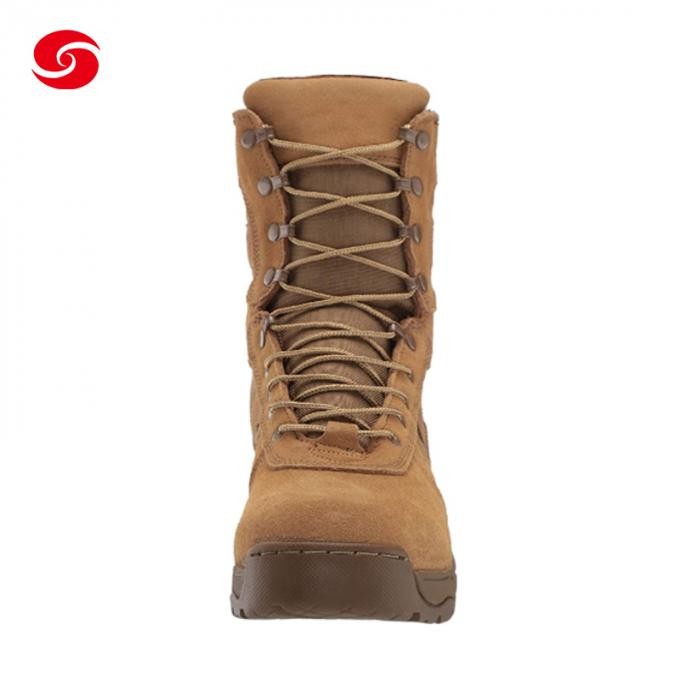 Military Molded Sole Leather Army Combat Boots with Heel Black Ligthtweight Boots