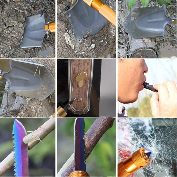 Emergency Set Rescue Military Camping Tool Outdoor Foldable Silver Grey Color Shovel