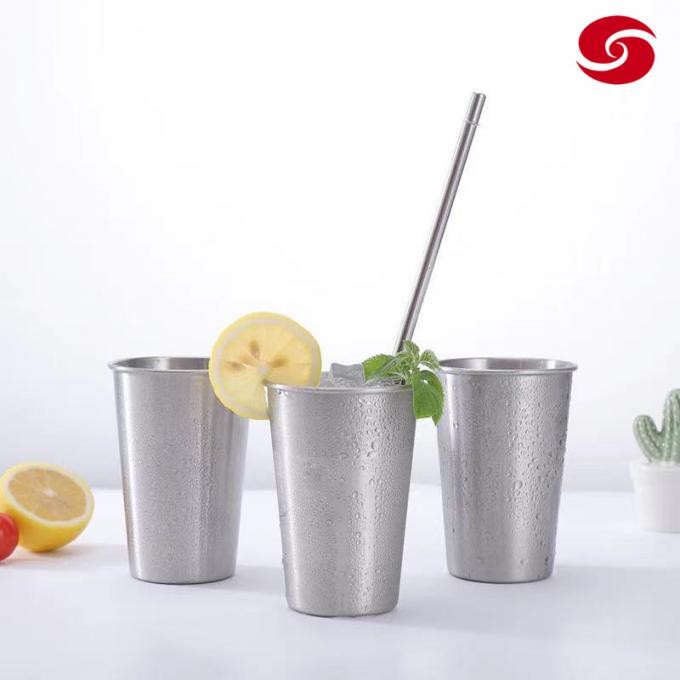 Hot Sale 12oz Wholesale Custom Logo Stackable Single Wall 304 Stainless Steel Pint Cup to Stack Bar Tumbler Beer Cup