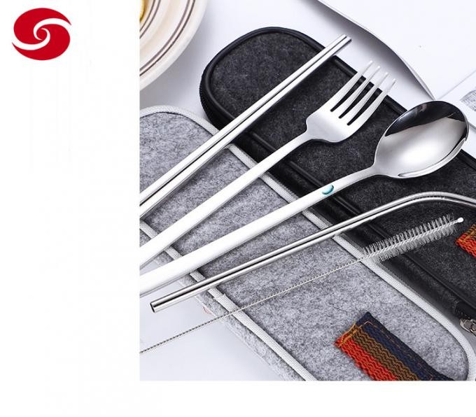 Reusable Stainless Steel Travel Flatware Camping Cutlery Set in Case